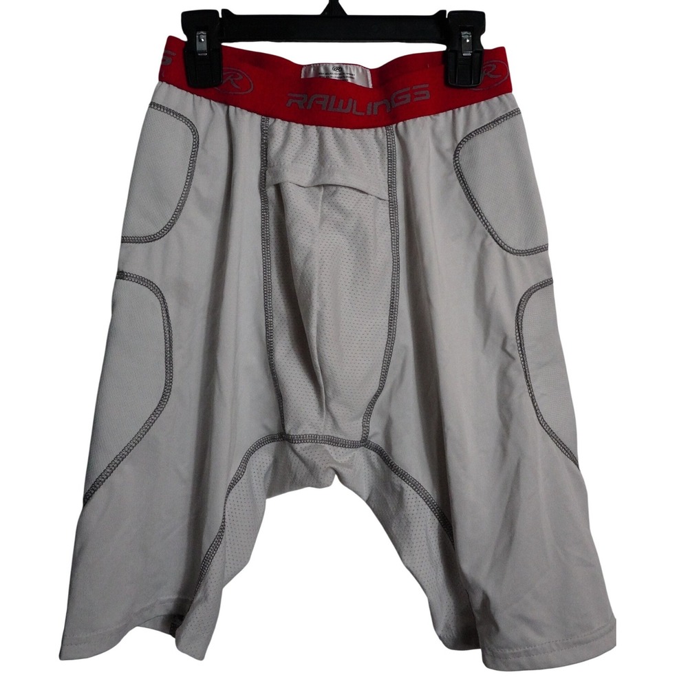 Rawlings Sliding Shorts Large Adult White Red Waistband Compression Baseball